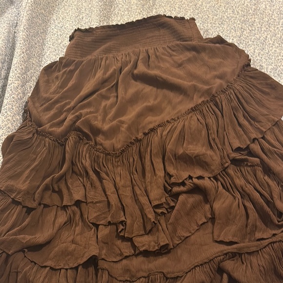 Free People Womens Catching Feelings Midi Skirt Brown Size 10